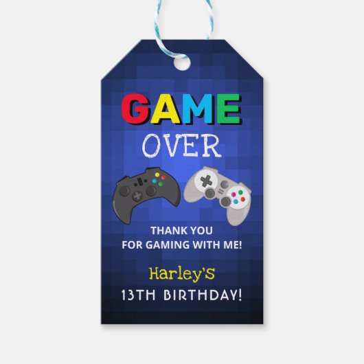 Cool Game Over Gaming Bedankt Cadeaulabel (Voorkant)