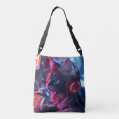 Cool Gamer Cat Smoking Funny Crossbody Tas (Achterkant)