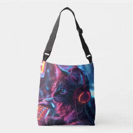 Cool Gamer Cat Smoking Funny Crossbody Tas