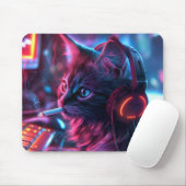 Cool Gamer Cat Smoking Funny Muismat (Met muis)