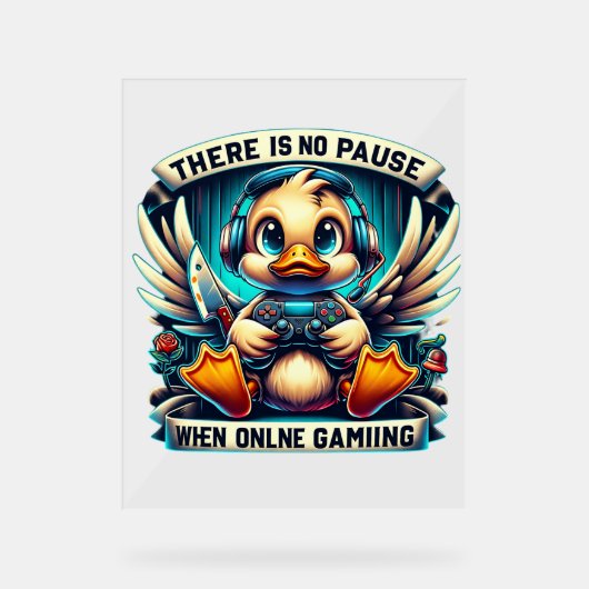 Cool gamer eend word art acryl bord (Voorkant)