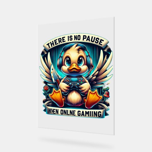 Cool gamer eend word art acryl bord (Hoek)