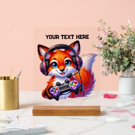 Cool Gamer fox voeg tekst toe Acryl Bord (Huwelijk)