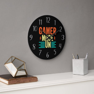 Cool gamer mode woordkunst unisex grote klok