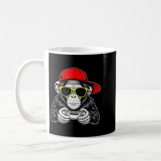 Cool Gamer Monkey With Controller Funny Gaming Vid Koffiemok (Links)