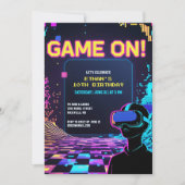 Cool Gamer Party Glitch Theme VR Verjaardag Kaart (Voorkant)