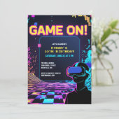 Cool Gamer Party Glitch Theme VR Verjaardag Kaart (Staand voorkant)