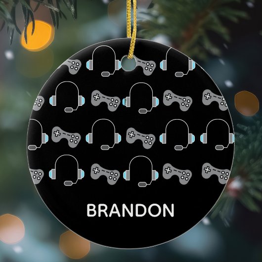 Cool Gamer Personalizeerd gamepatroon kerstmis Keramisch Ornament