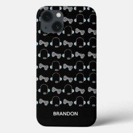 Cool Gamer Persoonlijk gamepatroon zwart Case-Mate iPhone Case