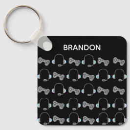 Cool Gamer Persoonlijk gamepatroon zwart Sleutelhanger