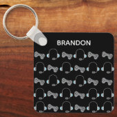 Cool Gamer Persoonlijk gamepatroon zwart Sleutelhanger (Voorkant)