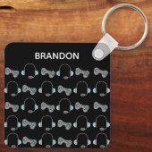 Cool Gamer Persoonlijk gamepatroon zwart Sleutelhanger (Achterkant)