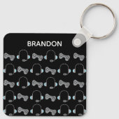 Cool Gamer Persoonlijk gamepatroon zwart Sleutelhanger (Achterkant)