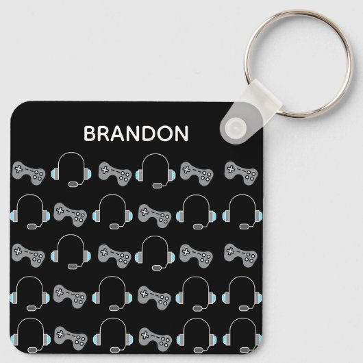 Cool Gamer Persoonlijk gamepatroon zwart Sleutelhanger (Achterkant)
