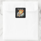 Cool gamer pizza party vierkante sticker (Tas)
