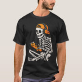 Cool Gamer Skeleton met Hoofdtelefoon – Grappig Ga T-shirt (Voorkant)
