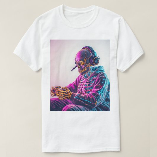 Cool Gamer Skeleton T-Shirt – Grappige Gaming Skul (Design voorkant)