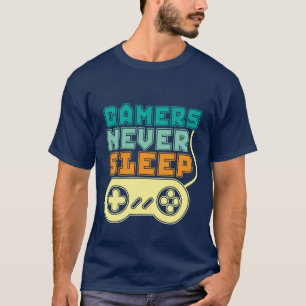 Cool Gamer T shirt Gamers gaan nooit slapen