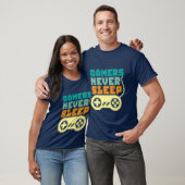 Cool Gamer T shirt Gamers gaan nooit slapen (Unisex)