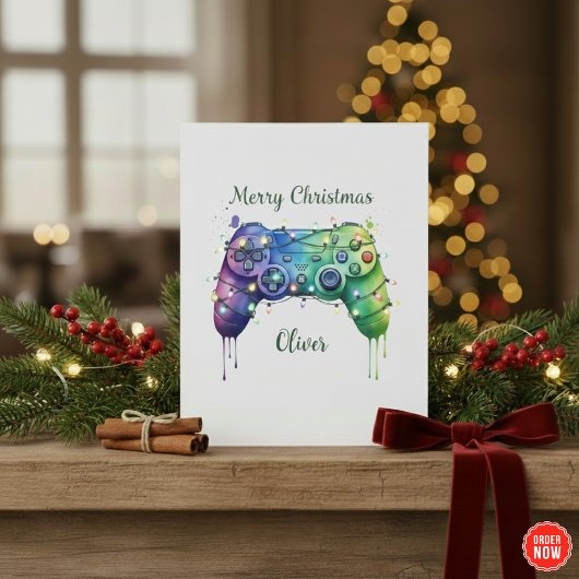 Cool Gaming Christmas Card Personalised Holiday Feestdagenkaart