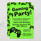 Cool gaming Verjaardagsfeestuitnodiging sjabloon Kaart (Voorkant / Achterkant)