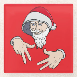 Cool Gangsta Hip Hop Hand Rap Sinterklaas Glazen Onderzetter