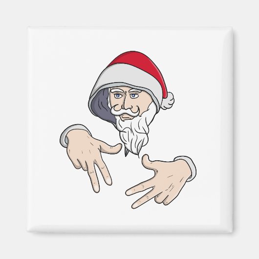Cool Gangsta Hip Hop Hand Rap Sinterklaas Magneet (Voorkant)