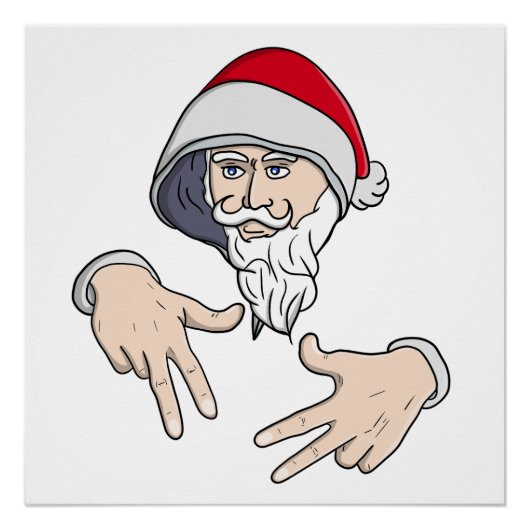 Cool Gangsta Hip Hop Hand Rap Sinterklaas Perfect Poster (Voorkant)