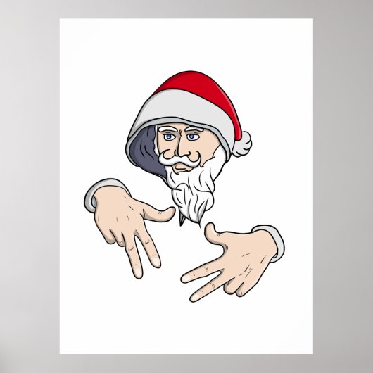 Cool Gangsta Hip Hop Hand Rap Sinterklaas Poster (Voorkant)