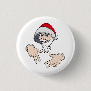 Cool Gangsta Hip Hop Hand Rap Sinterklaas Ronde Button 3,2 Cm