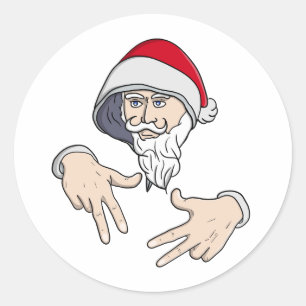 Cool Gangsta Hip Hop Hand Rap Sinterklaas Ronde Sticker