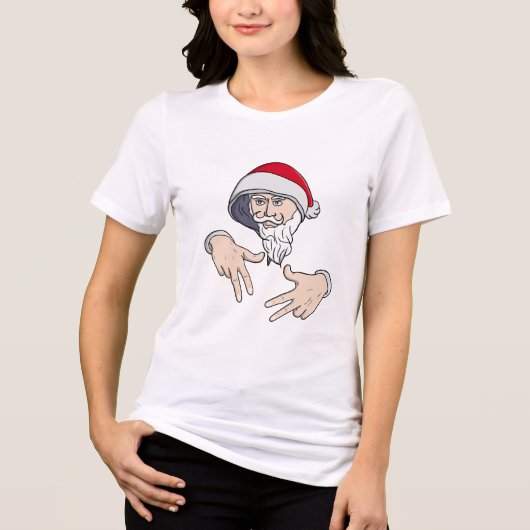 Cool Gangsta Hip Hop Hand Rap Sinterklaas Tri-Blend Shirt (Voorkant)