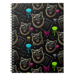 Cool Gangster Cat Neon Graffiti Streetwear Aesthet Notitieboek