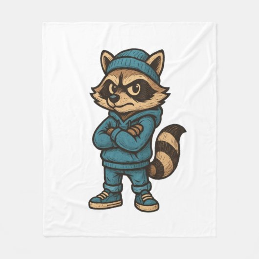 Cool Gangster Raccoon - Urban Streetwear Animal Ho Fleece Deken (Voorkant)