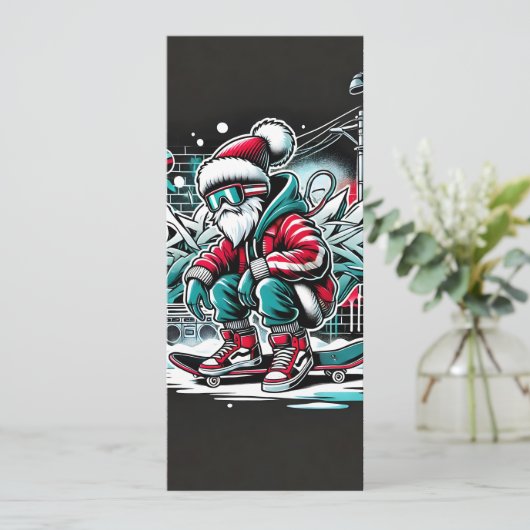 Cool Gangster Santa Graffiti Christmas Kaart (Staand voorkant)