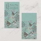 Cool Garden Cute Birds N Floral Pattern in Blue Visitekaartje (Voorkant / Achterkant)