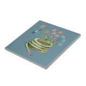 Cool gardening illustratie Uniek bloemblauw Tegeltje (Zijkant)