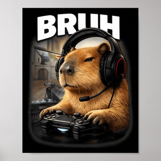 Cool gastheer capybara gamer grafisch grappige vid poster (Voorkant)