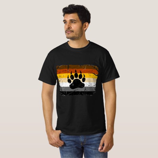 Cool Gay Bear trotskleurvlag Beerpoot T-shirt (Voorkant volledig)