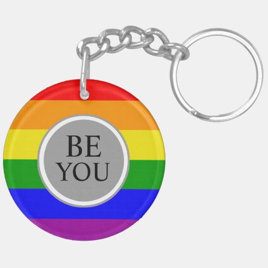Cool Gay Pride Flag ben jij Sleutelhanger (Achterkant Links)