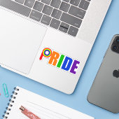 Cool Gay Pride Sticker (Laptop met iPhone)
