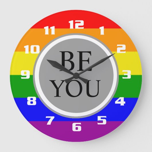 Cool Gay Pride Vlag Wees Jezelf Grote Klok (Voorkant)