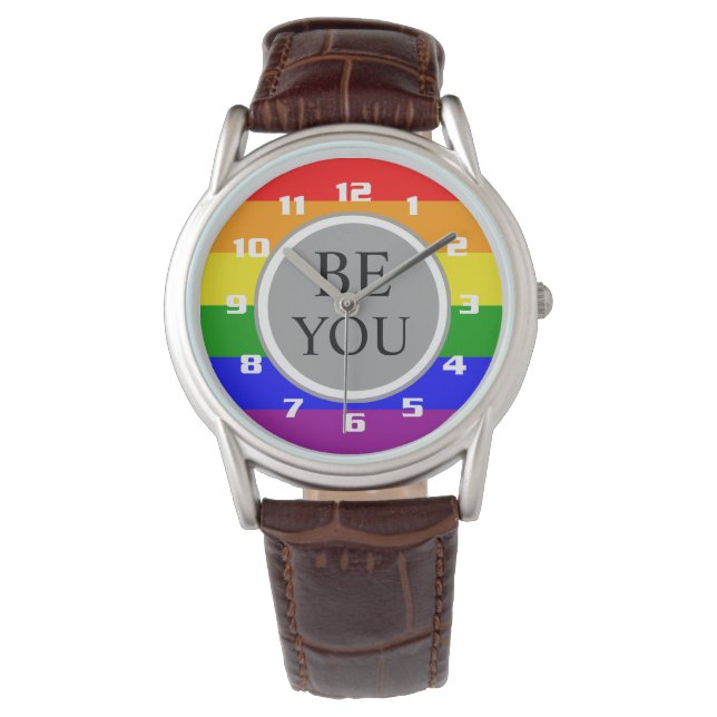 Cool Gay Pride Vlag Wees Jezelf Horloge (Voorkant)