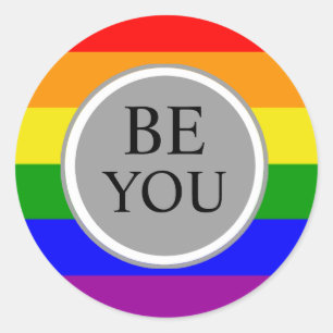Cool Gay Pride Vlag Wees Jezelf Ronde Sticker