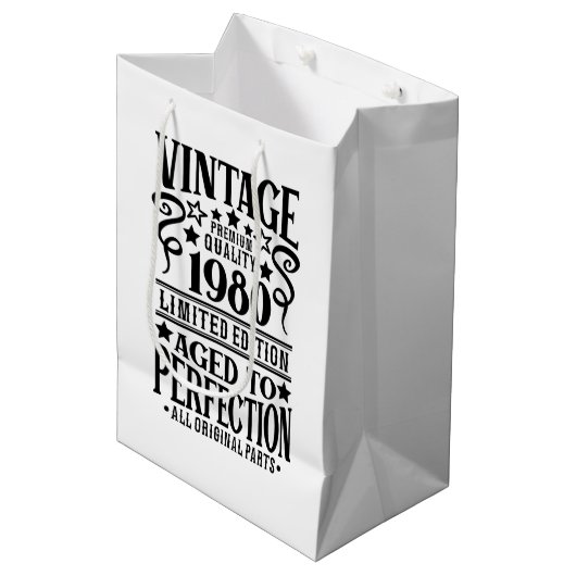 Cool Geboortejaar 1980 Medium Cadeauzakje (Voorkant Gekanteld)