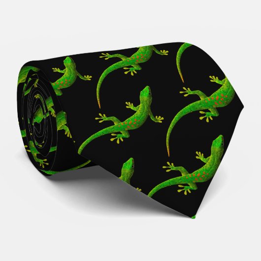 Cool Gecko Lizard Mannen Natuur Pattern Stropdas (Opgerold)