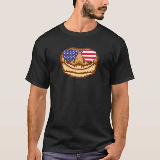 Cool Gecko met Amerikaanse vlag zonnebril Us Ameri T-shirt (Voorkant)