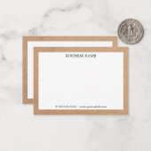 Cool Gedrukte Kraft Witte Zakelijke Notitiekaartje (Voorkant / Achterkant in situ)