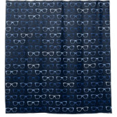 Cool Geeky Navy Blue Hipster Brillen Patroon Douchegordijn (Voorkant)