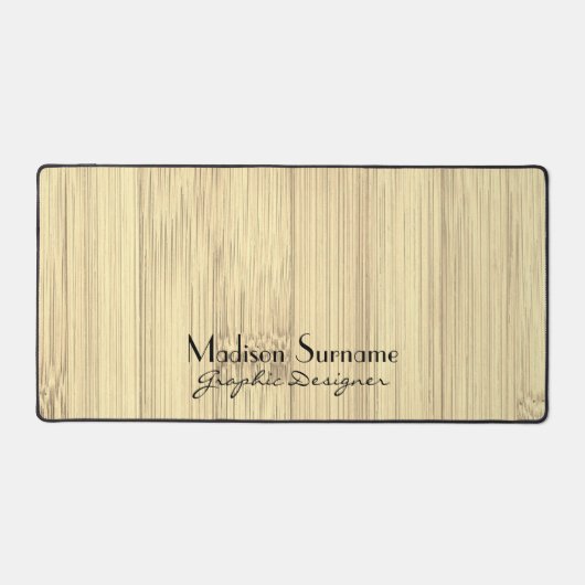 Cool geel bamboe houtprint Jouw naam Bezetting Bureaumat (Voorkant)